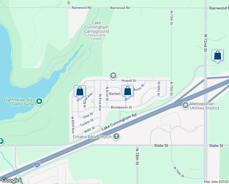 map of restaurants, bars, coffee shops, grocery stores, and more near 8958 North 79th Avenue in Omaha
