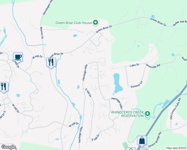 map of restaurants, bars, coffee shops, grocery stores, and more near 206 Heritage Hills Drive in Westchester County