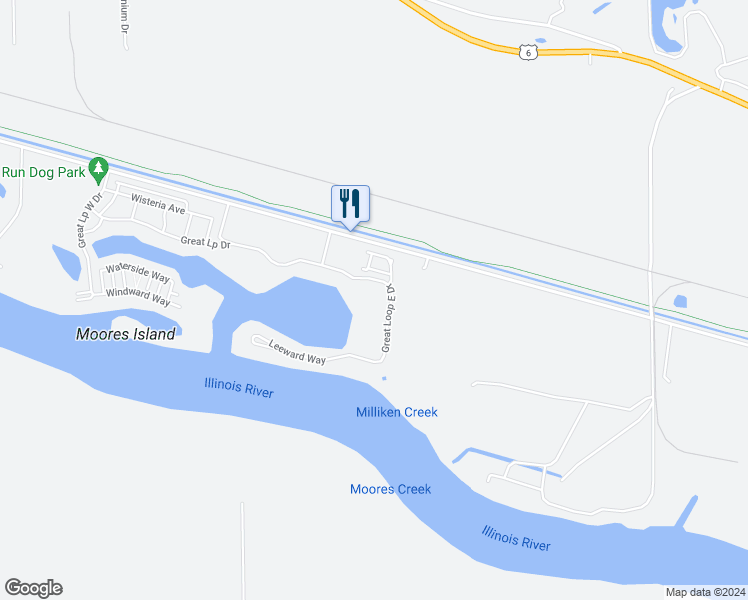 map of restaurants, bars, coffee shops, grocery stores, and more near 1970 North 2753rd Road in Ottawa