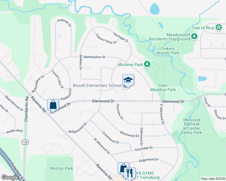 map of restaurants, bars, coffee shops, grocery stores, and more near 10006 Serene Ct in Twinsburg