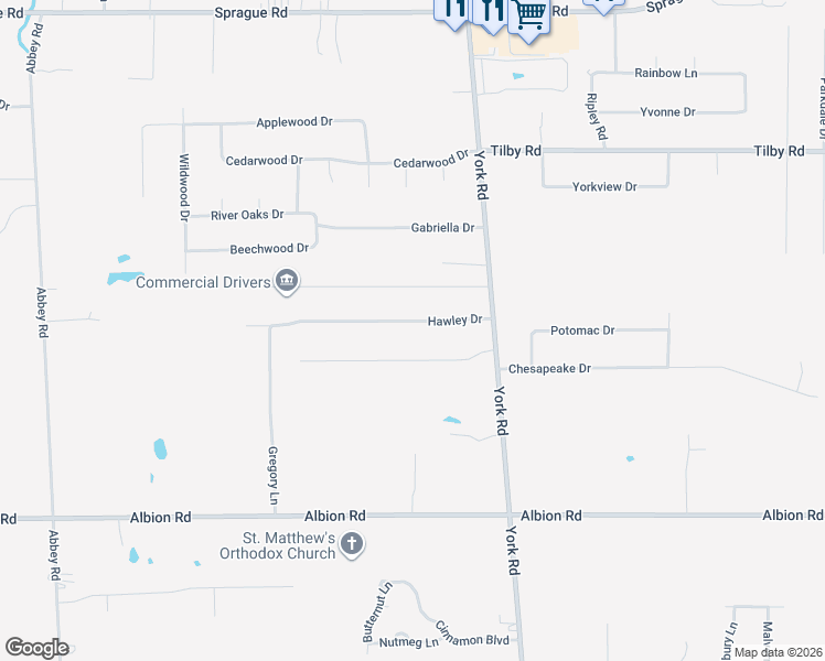 map of restaurants, bars, coffee shops, grocery stores, and more near 9969 Hawley Drive in North Royalton