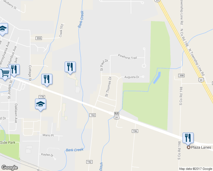 map of restaurants, bars, coffee shops, grocery stores, and more near 206 Saint Thomas Drive in Fremont