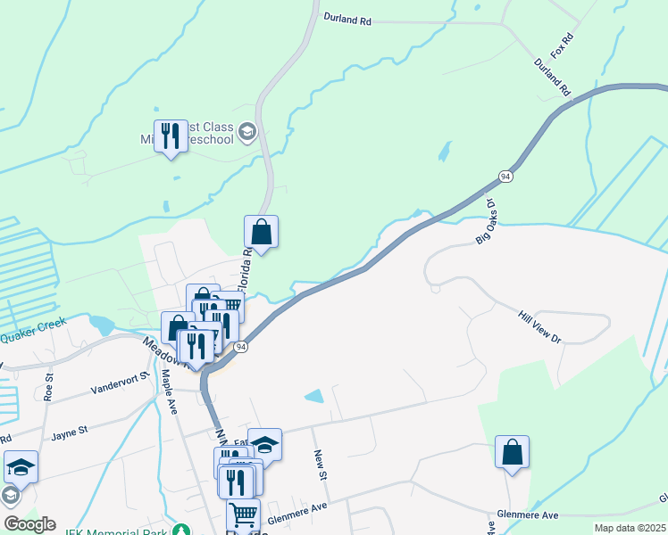 map of restaurants, bars, coffee shops, grocery stores, and more near 65 Randall Street in Goshen