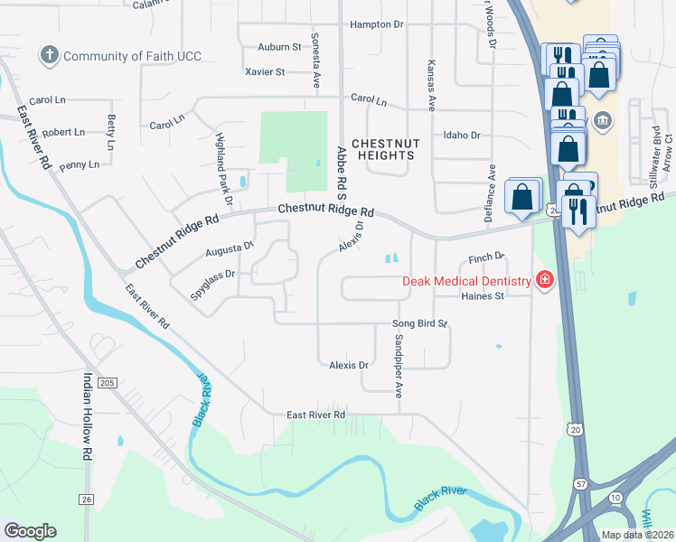 map of restaurants, bars, coffee shops, grocery stores, and more near 396 Pemberton Dr in Elyria
