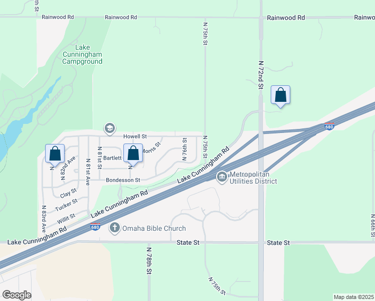 map of restaurants, bars, coffee shops, grocery stores, and more near 8813 Bondesson Street in Omaha