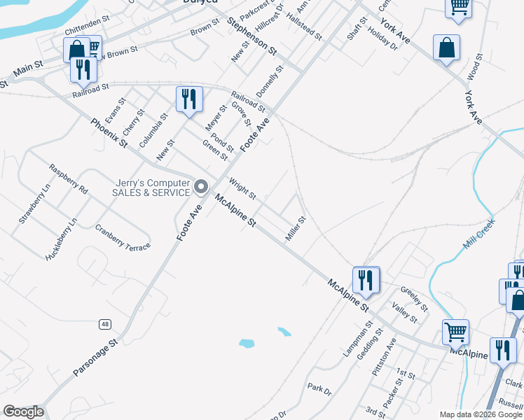 map of restaurants, bars, coffee shops, grocery stores, and more near 200 Mitchell St in Duryea