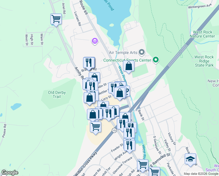 map of restaurants, bars, coffee shops, grocery stores, and more near 25 Mettler Street in Woodbridge