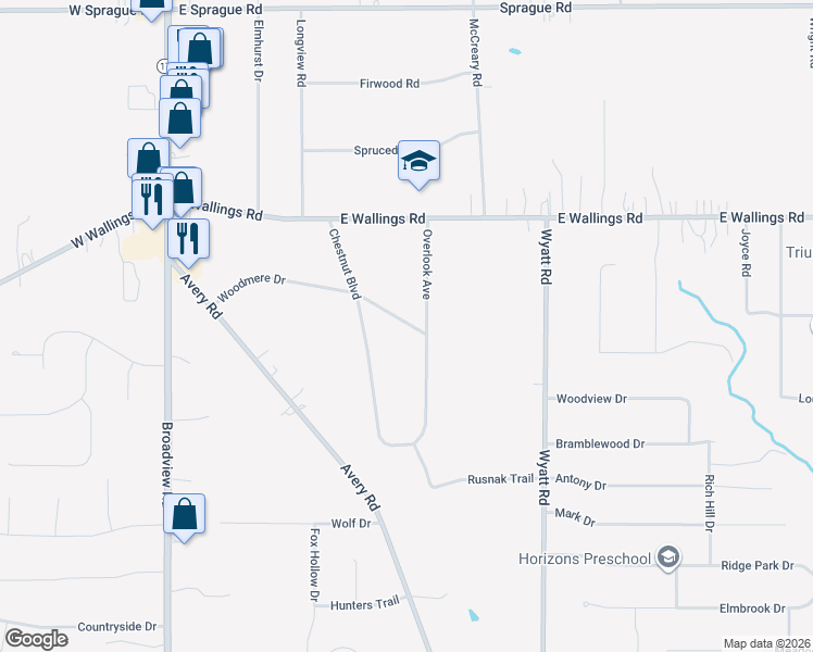 map of restaurants, bars, coffee shops, grocery stores, and more near 1378 Woodmere Dr in Broadview Heights