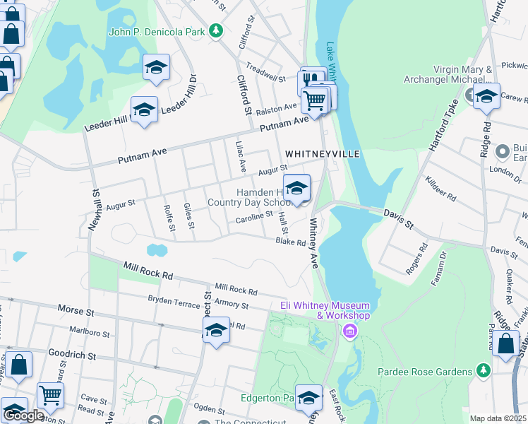 map of restaurants, bars, coffee shops, grocery stores, and more near 41 Morris Street in Hamden