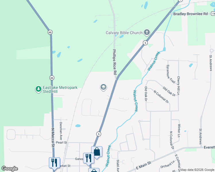 map of restaurants, bars, coffee shops, grocery stores, and more near 533 North High Street in Cortland