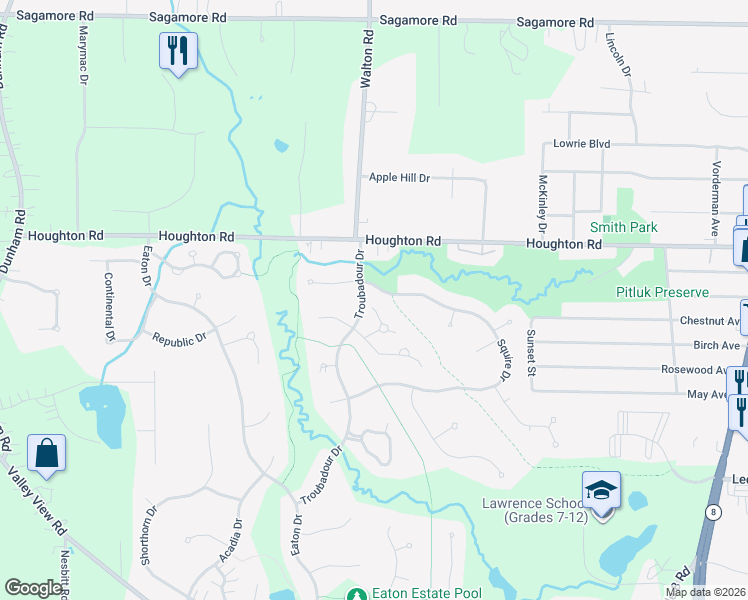 map of restaurants, bars, coffee shops, grocery stores, and more near 8791 Stuart Lane in Northfield