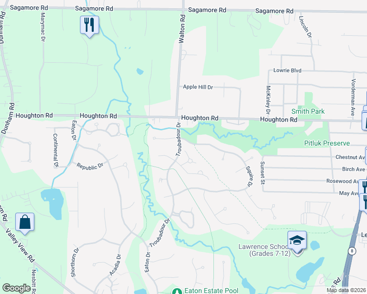 map of restaurants, bars, coffee shops, grocery stores, and more near 8791 Stuart Lane in Northfield