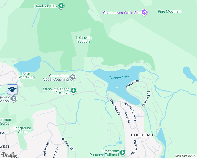 map of restaurants, bars, coffee shops, grocery stores, and more near 13 Lake Road in Ridgefield