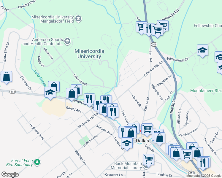 map of restaurants, bars, coffee shops, grocery stores, and more near 199 Lake Street in Dallas