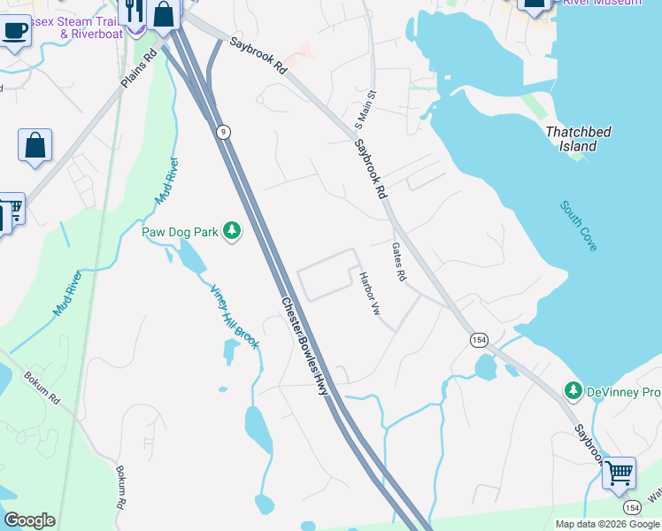 map of restaurants, bars, coffee shops, grocery stores, and more near 8 Harbor View in Essex