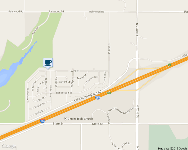 map of restaurants, bars, coffee shops, grocery stores, and more near 7616 Fillmore Street in Omaha