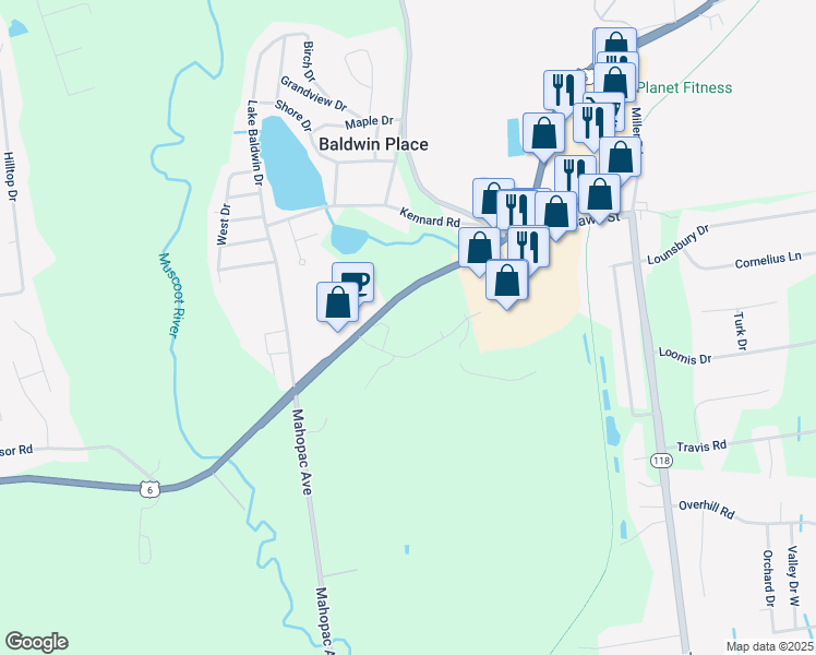 map of restaurants, bars, coffee shops, grocery stores, and more near 32-34 Clayton Boulevard in Baldwin Place