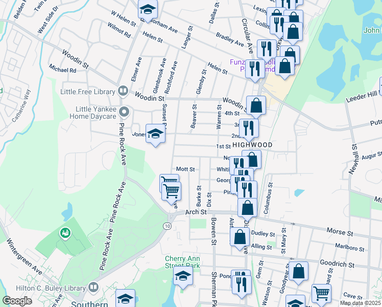 map of restaurants, bars, coffee shops, grocery stores, and more near 148 North Street in Hamden