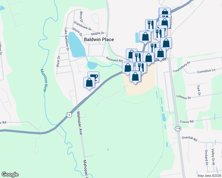 map of restaurants, bars, coffee shops, grocery stores, and more near 34 Clayton Boulevard in Baldwin Place