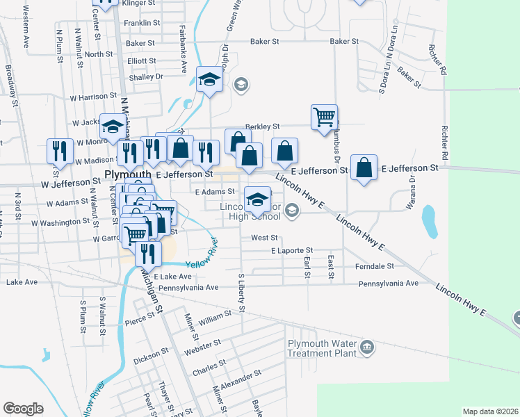 map of restaurants, bars, coffee shops, grocery stores, and more near 627-727 Gibson Street in Plymouth