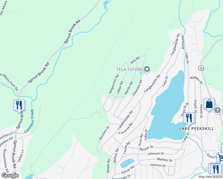 map of restaurants, bars, coffee shops, grocery stores, and more near 16 Union Place in Putnam Valley