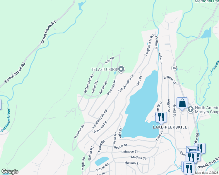 map of restaurants, bars, coffee shops, grocery stores, and more near 114 Nardin Road in Putnam Valley