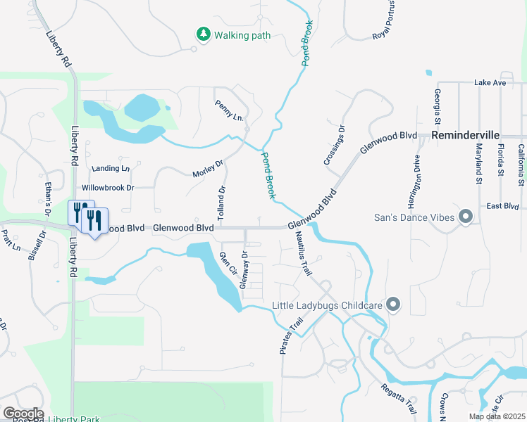 map of restaurants, bars, coffee shops, grocery stores, and more near 10532 Crisfield Court in Reminderville