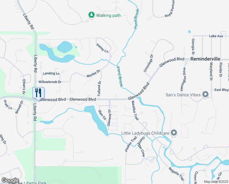 map of restaurants, bars, coffee shops, grocery stores, and more near 10532 Crisfield Court in Reminderville