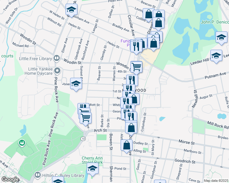 map of restaurants, bars, coffee shops, grocery stores, and more near 76 2nd Street in Hamden