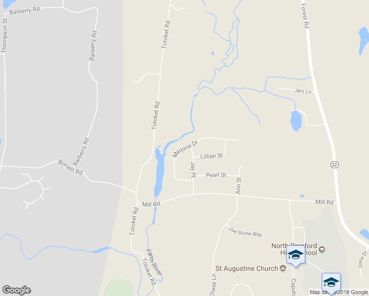 map of restaurants, bars, coffee shops, grocery stores, and more near 41 Marjorie Drive in North Branford