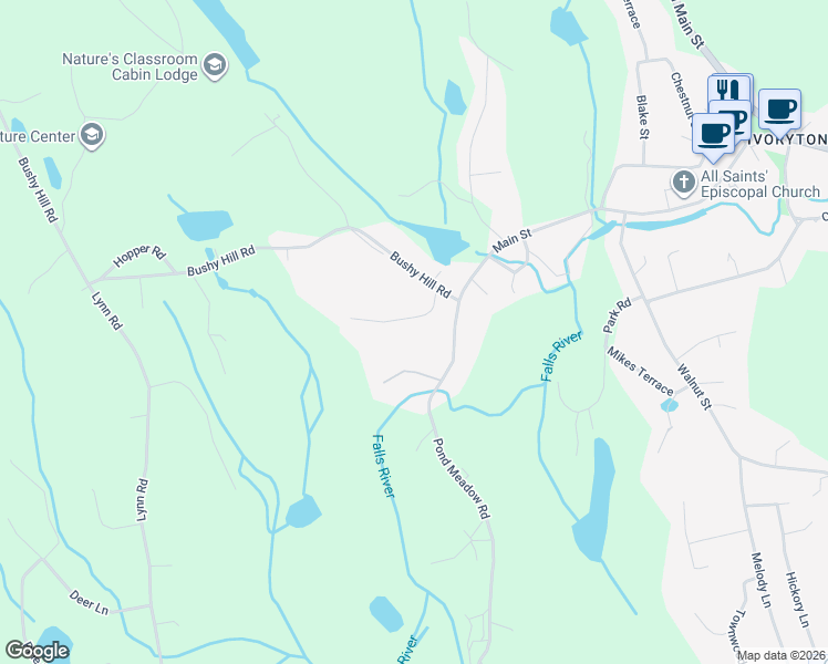 map of restaurants, bars, coffee shops, grocery stores, and more near 9 Oakledge Drive in Essex