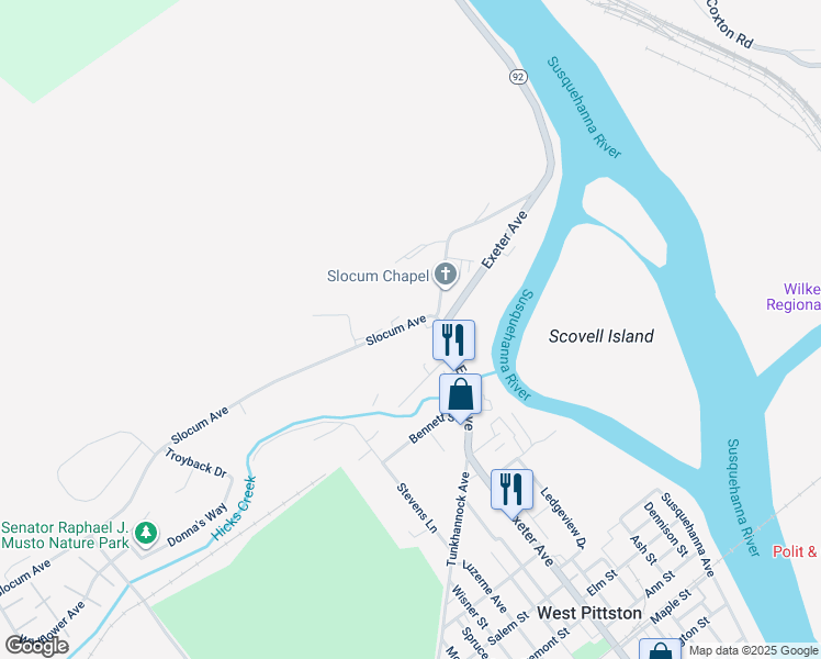 map of restaurants, bars, coffee shops, grocery stores, and more near 5 Slocum Avenue in Exeter