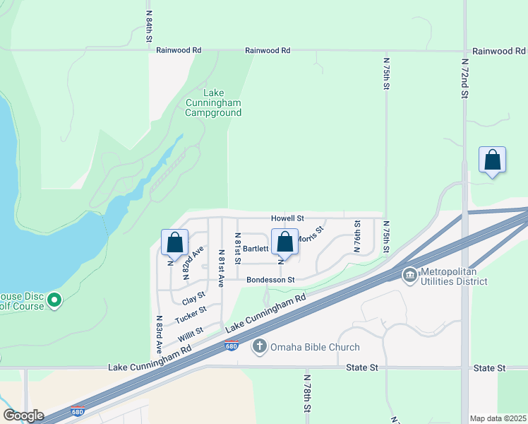 map of restaurants, bars, coffee shops, grocery stores, and more near 7922 Howell Street in Omaha