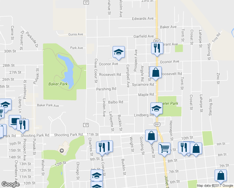 map of restaurants, bars, coffee shops, grocery stores, and more near 1506 Bucklin Street in LaSalle