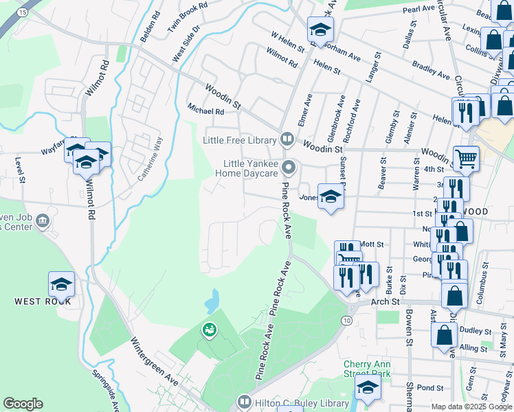 map of restaurants, bars, coffee shops, grocery stores, and more near 151 Thomas Street in Hamden