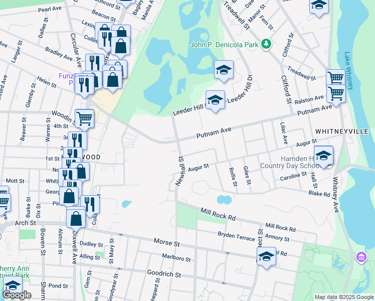 map of restaurants, bars, coffee shops, grocery stores, and more near 63 Barraclough Avenue in Hamden