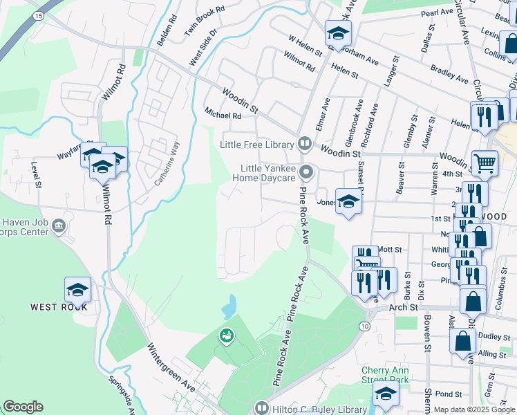 map of restaurants, bars, coffee shops, grocery stores, and more near 151 Thomas Street in Hamden