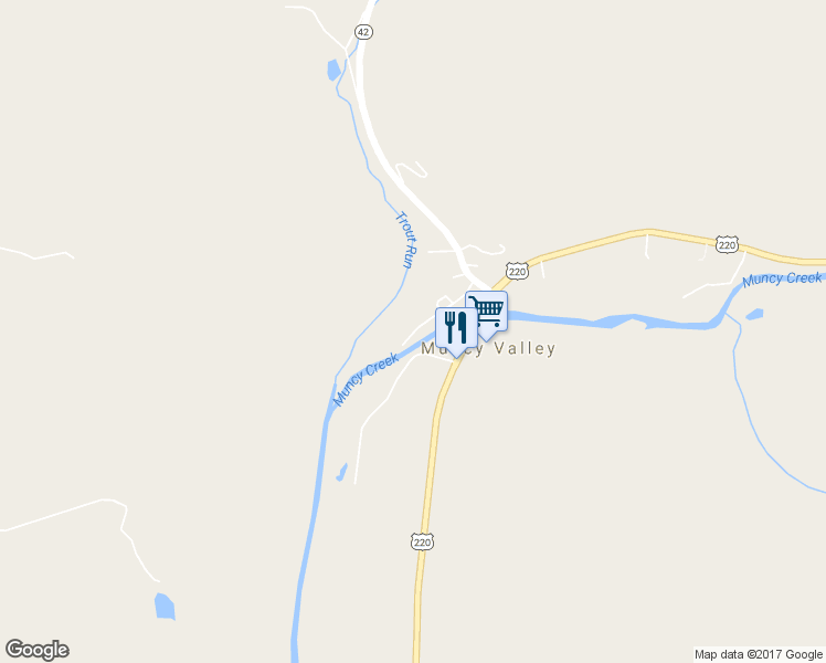 map of restaurants, bars, coffee shops, grocery stores, and more near 80 Benders Road in Muncy Valley