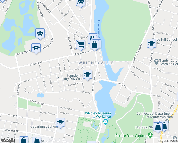 map of restaurants, bars, coffee shops, grocery stores, and more near 5 Frederick Street in Hamden