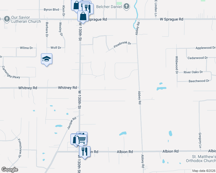 map of restaurants, bars, coffee shops, grocery stores, and more near 12766 Gardenside Drive in North Royalton