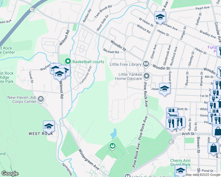 map of restaurants, bars, coffee shops, grocery stores, and more near 111 Victoria Court in Hamden