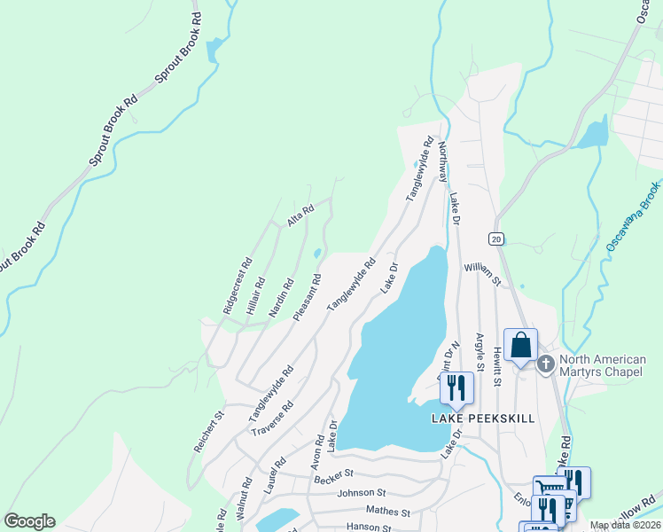 map of restaurants, bars, coffee shops, grocery stores, and more near 72 Pleasant Road in Putnam Valley