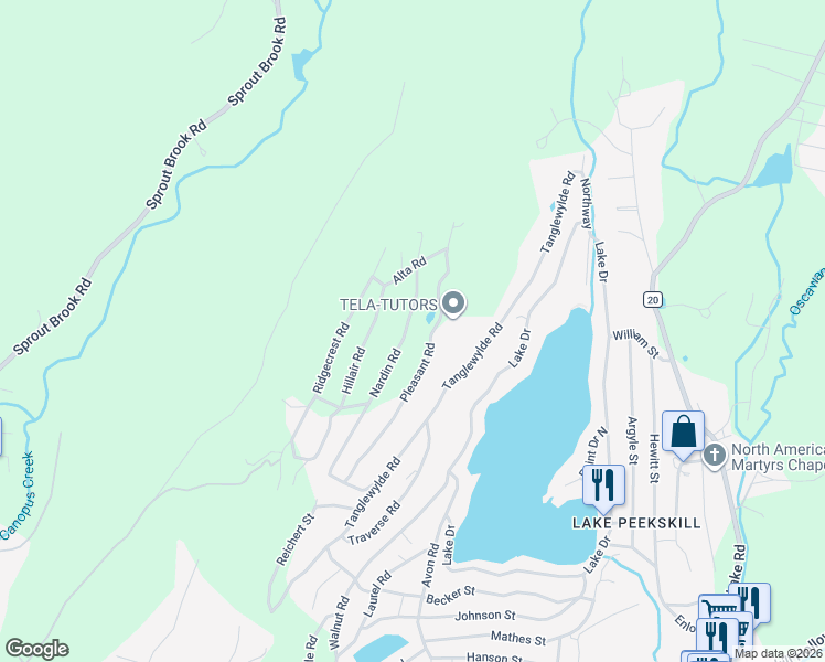 map of restaurants, bars, coffee shops, grocery stores, and more near 114 Nardin Road in Putnam County
