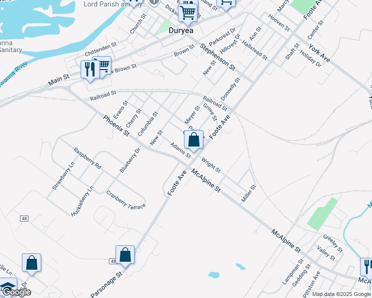 map of restaurants, bars, coffee shops, grocery stores, and more near 568 Green St in Duryea