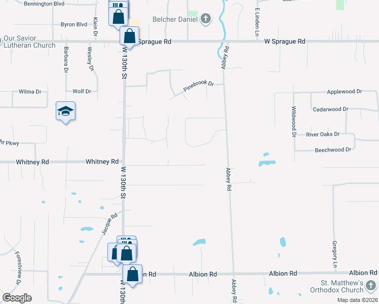map of restaurants, bars, coffee shops, grocery stores, and more near 12706 Gardenside Drive in North Royalton