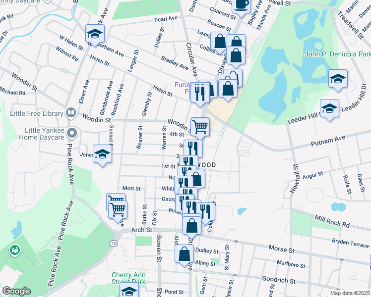 map of restaurants, bars, coffee shops, grocery stores, and more near 30 2nd Street in Hamden