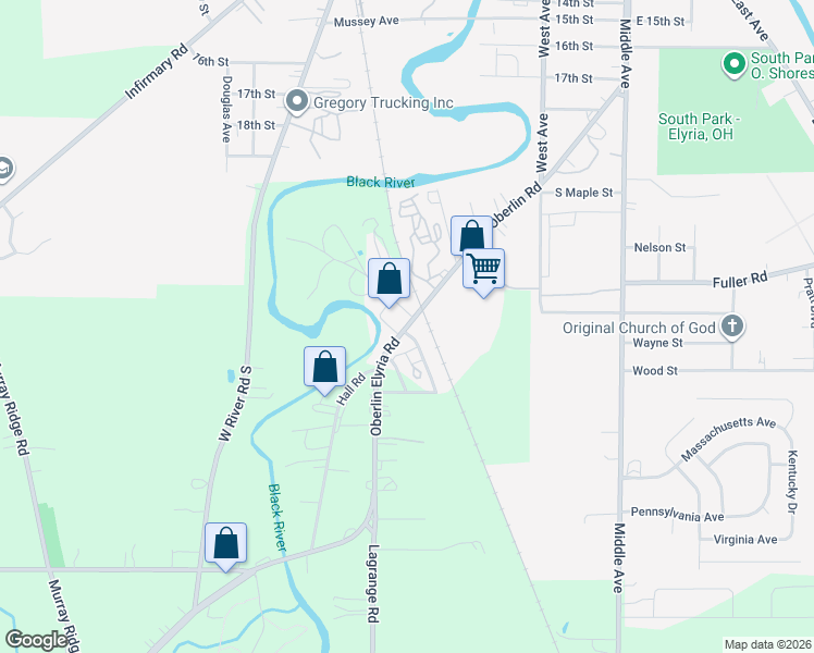 map of restaurants, bars, coffee shops, grocery stores, and more near 780 Oberlin Road in Elyria