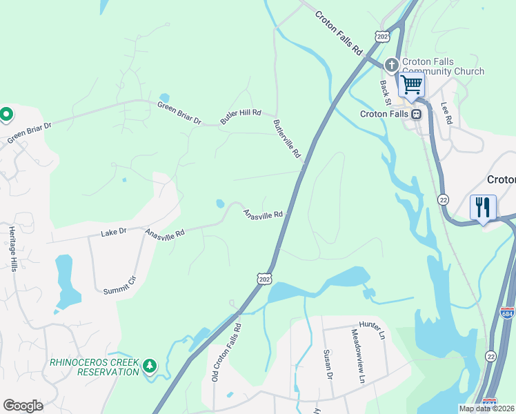 map of restaurants, bars, coffee shops, grocery stores, and more near 10 Anasville Road in Westchester County