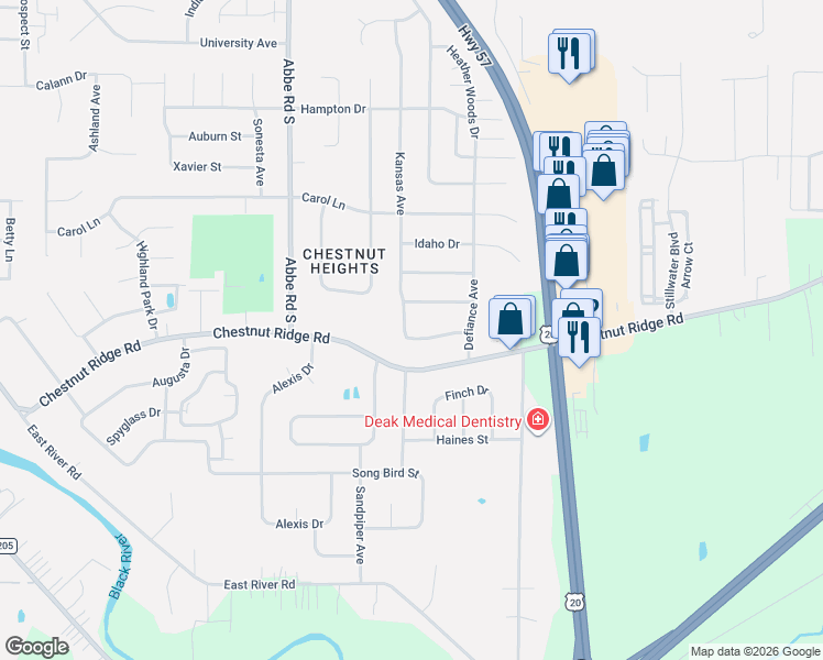 map of restaurants, bars, coffee shops, grocery stores, and more near 529 Kansas Avenue in Elyria
