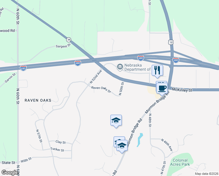 map of restaurants, bars, coffee shops, grocery stores, and more near 9306 North 50th Street in Omaha